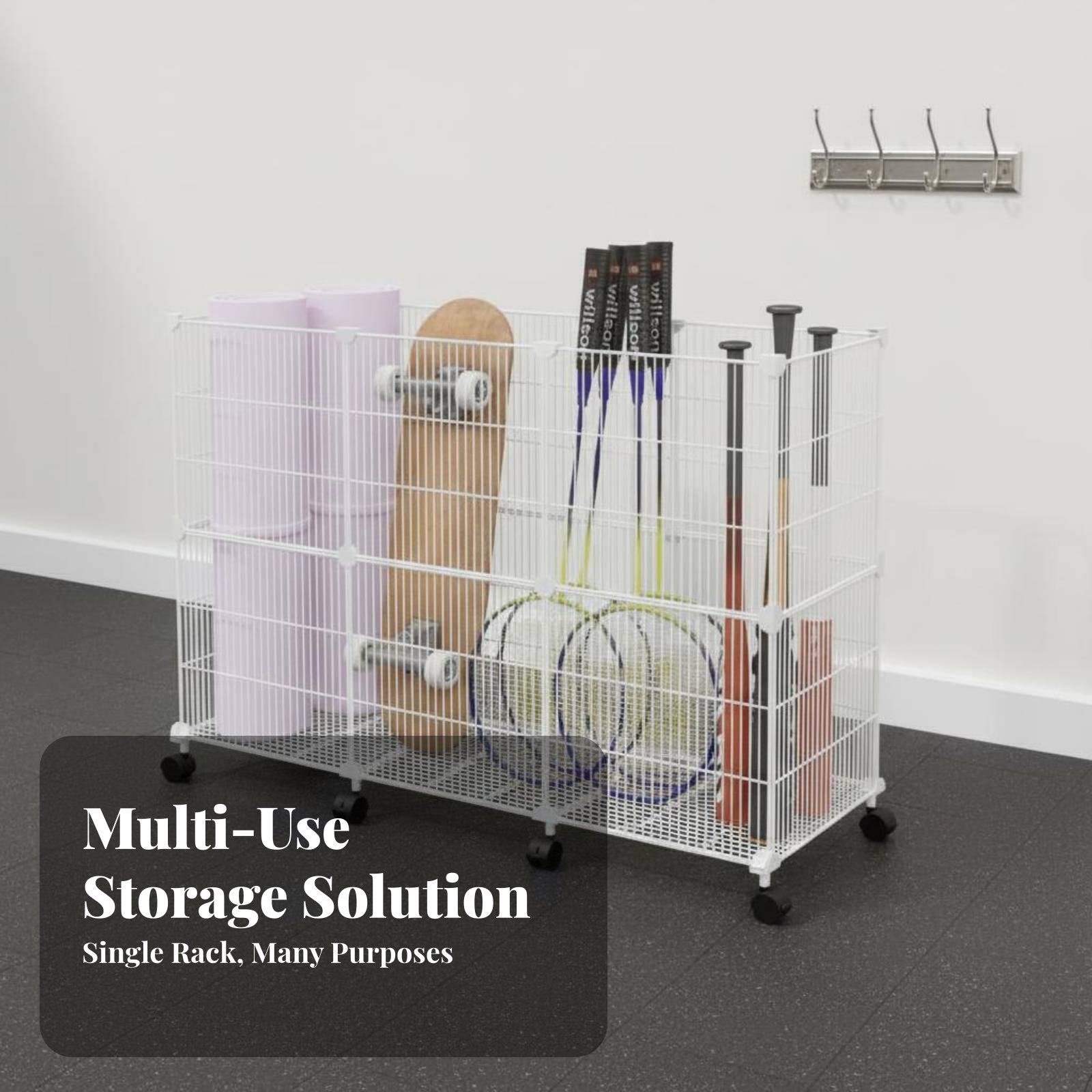 Sports Equipment Garage Organizer - عربة تخزين معدات رياضية متينة، رف
