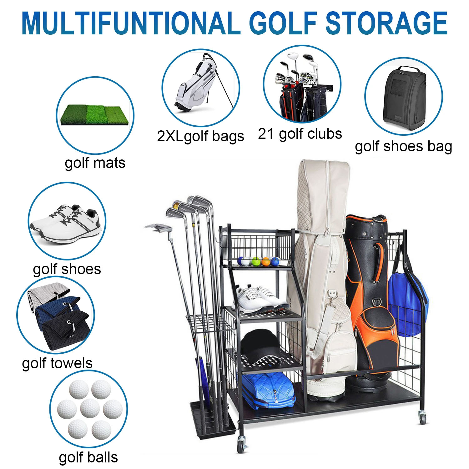 رف منظم حقيبة الجولف لتخزين حق - مراجعة Sports Equipment Garage Organizer وسعره